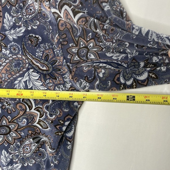 Vintage Velvet Paisley Jacket Womens Size L Blue Boho Western Art Teacher Top - Picture 5 of 8